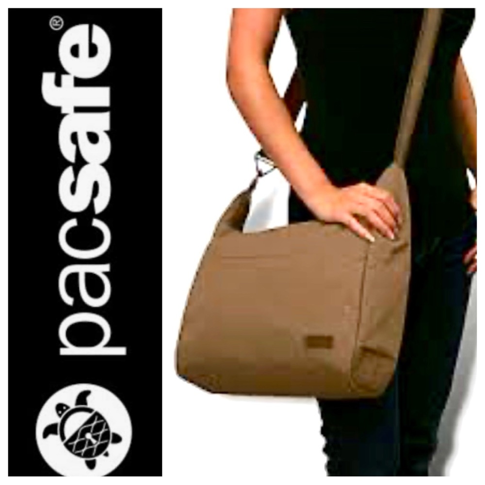 Pacsafe Taupe Crossbody Anti-Theft Shoulder Bag